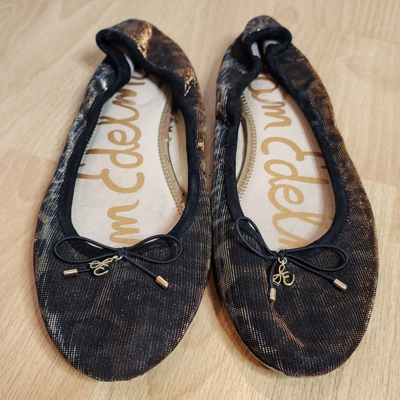 Sam Edelman Felicia Bronze Gold Leopard Ballet Flats Women's Size 10 - Picture 1 of 17